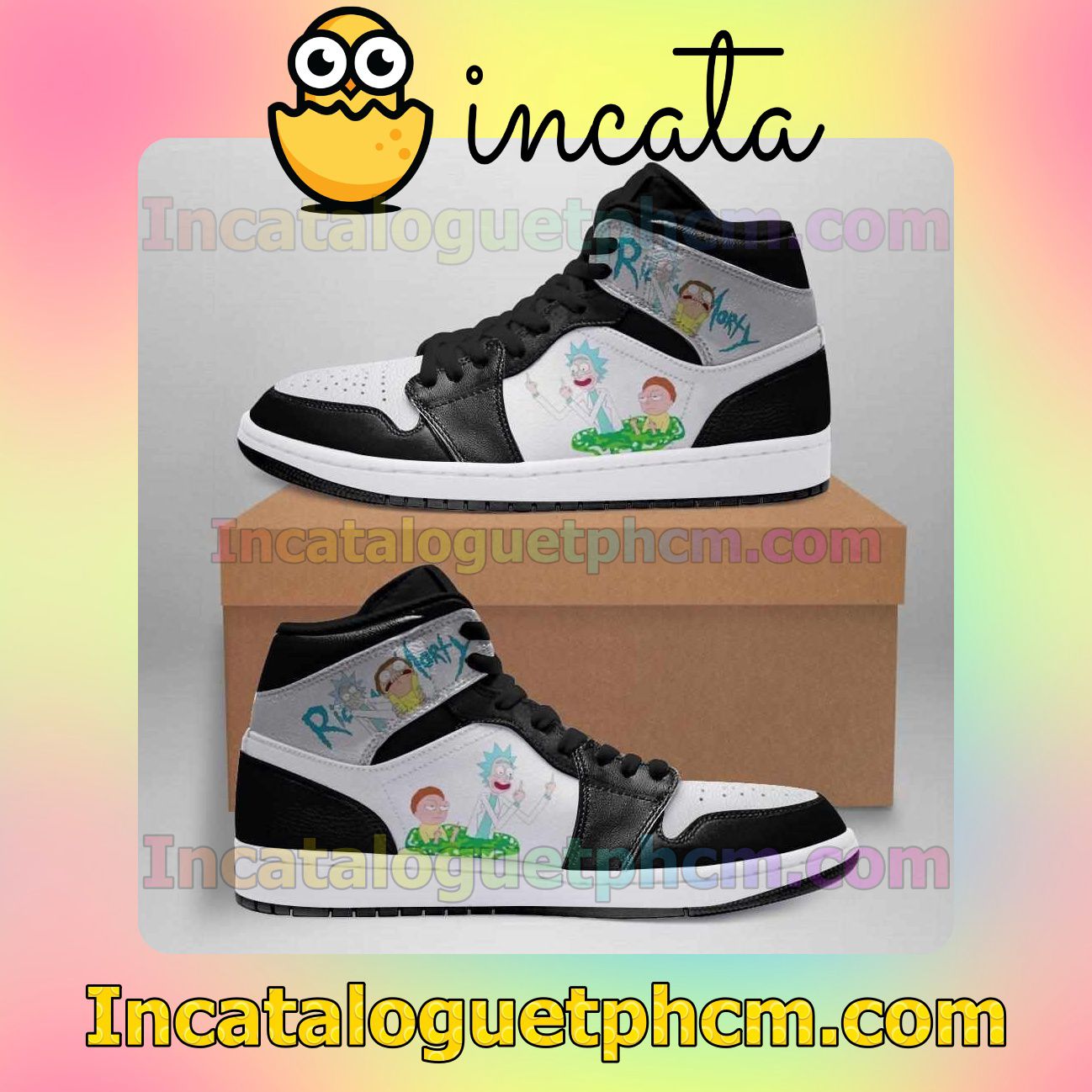 Black White Rick And Morty 1s Air Jordan 1 Inspired Shoes