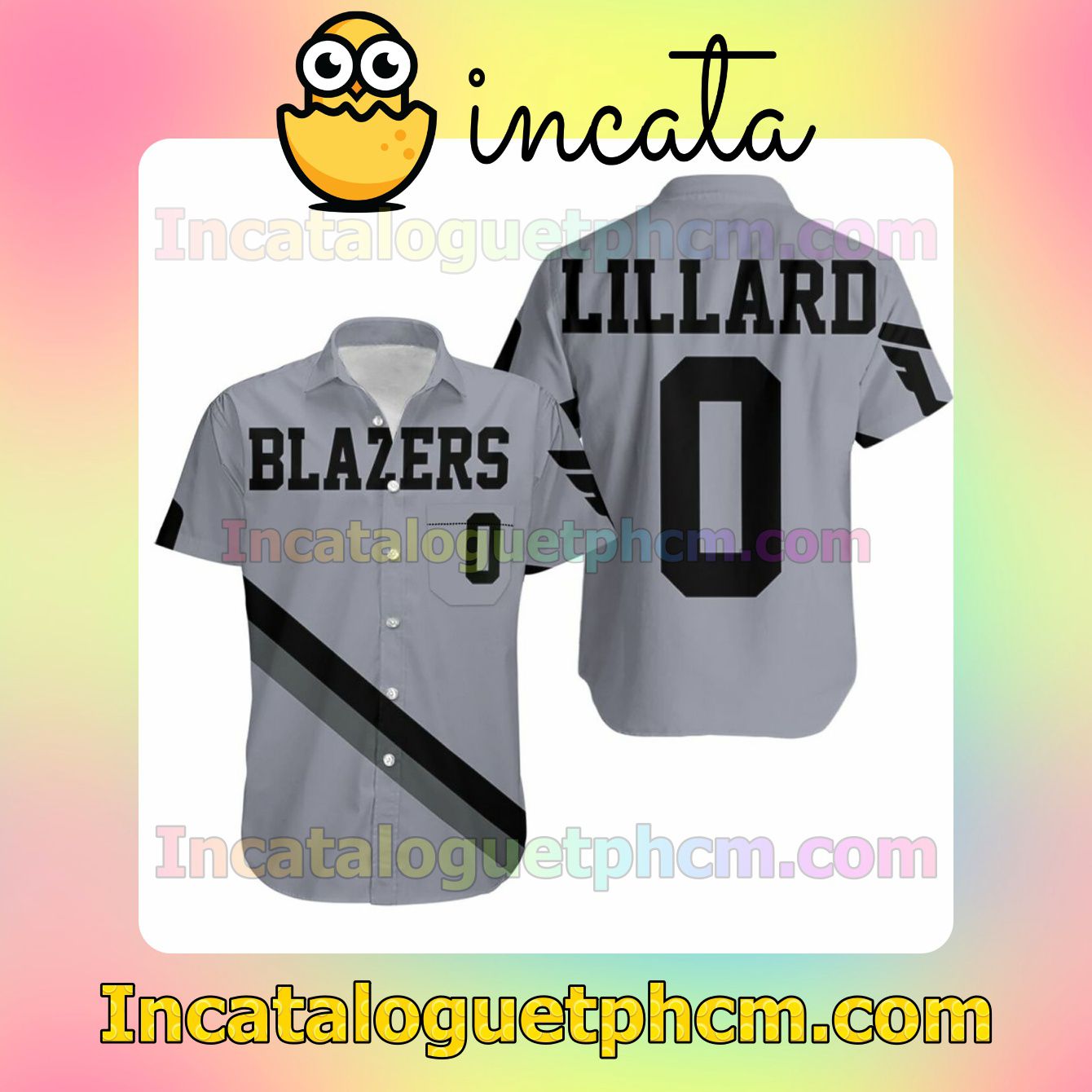 Blazers Damian Lillard Grey Jersey Inspired Custom Short Sleeve Shirt