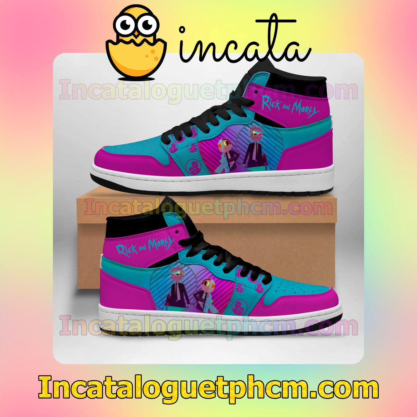 Blue Pink Rick And Morty 1s Air Jordan 1 Inspired Shoes