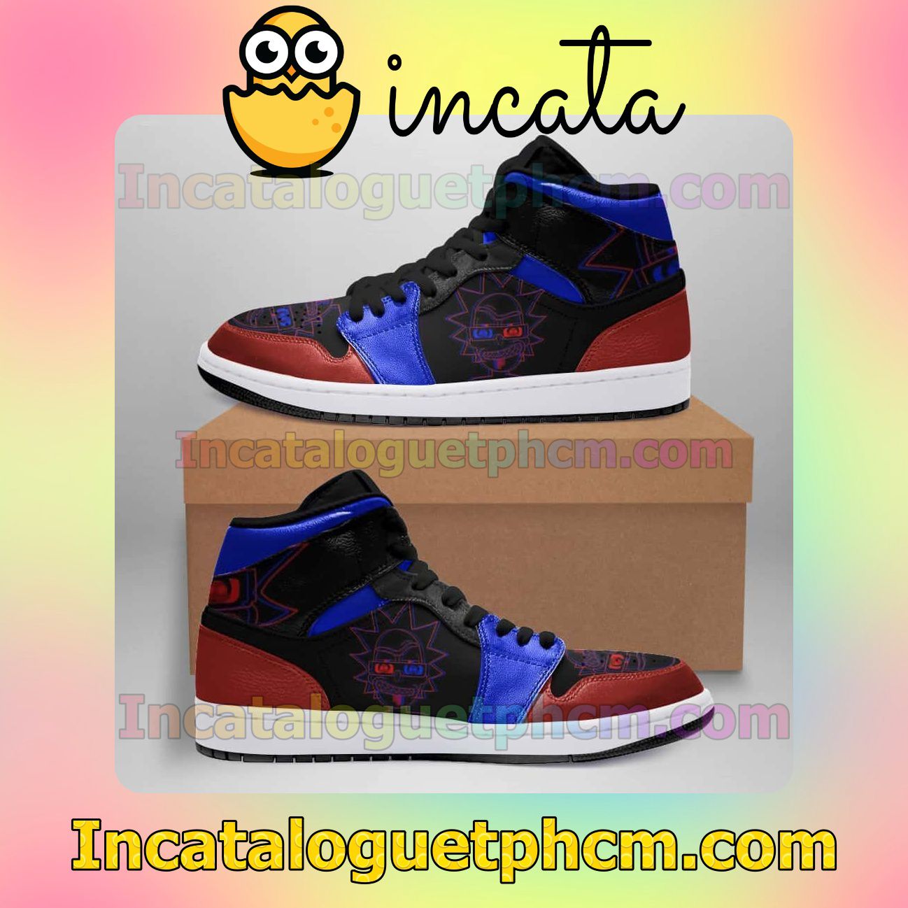 Blue Red Rick And Morty 1s Air Jordan 1 Inspired Shoes