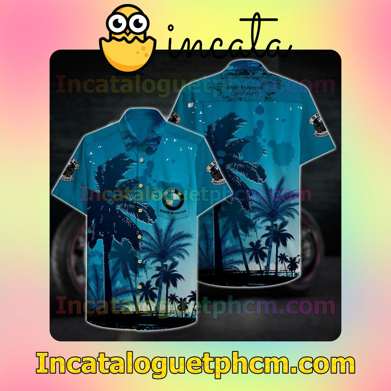 Bmw Motorrad Safari Coconut Tree Short Sleeve Shirt