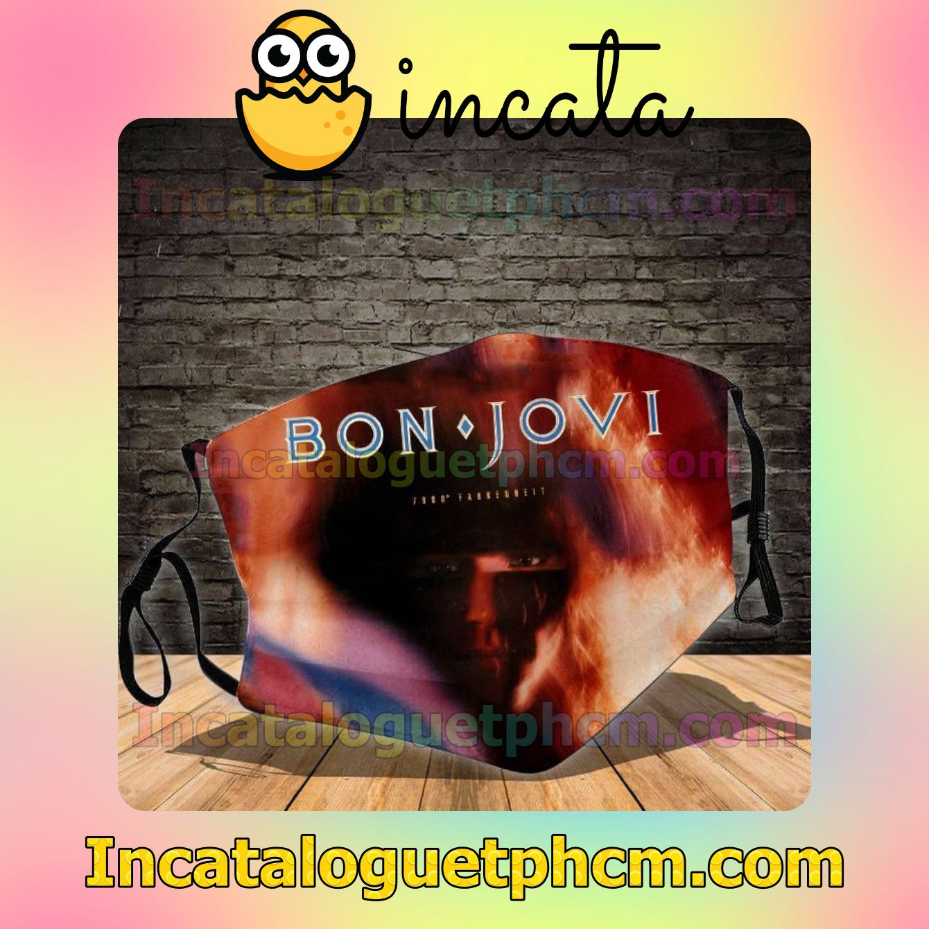 Bon Jovi 7800 Fahrenheit Album Cover Cotton Masks