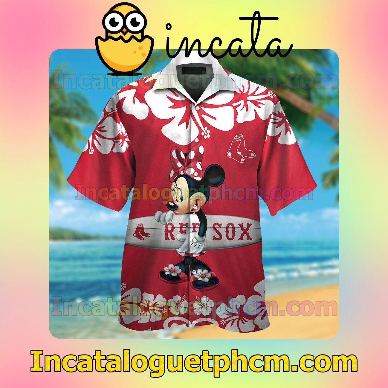 Boston Red Sox Minnie Mouse Beach Vacation Shirt, Swim Shorts