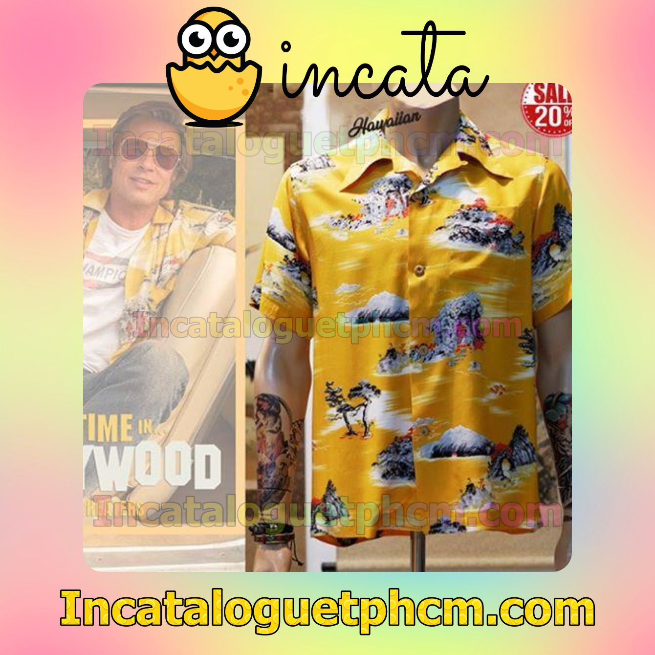 Brad Pitt Cliff Booth In Once Upon A Time In Hollywood Men's Casual Shirts