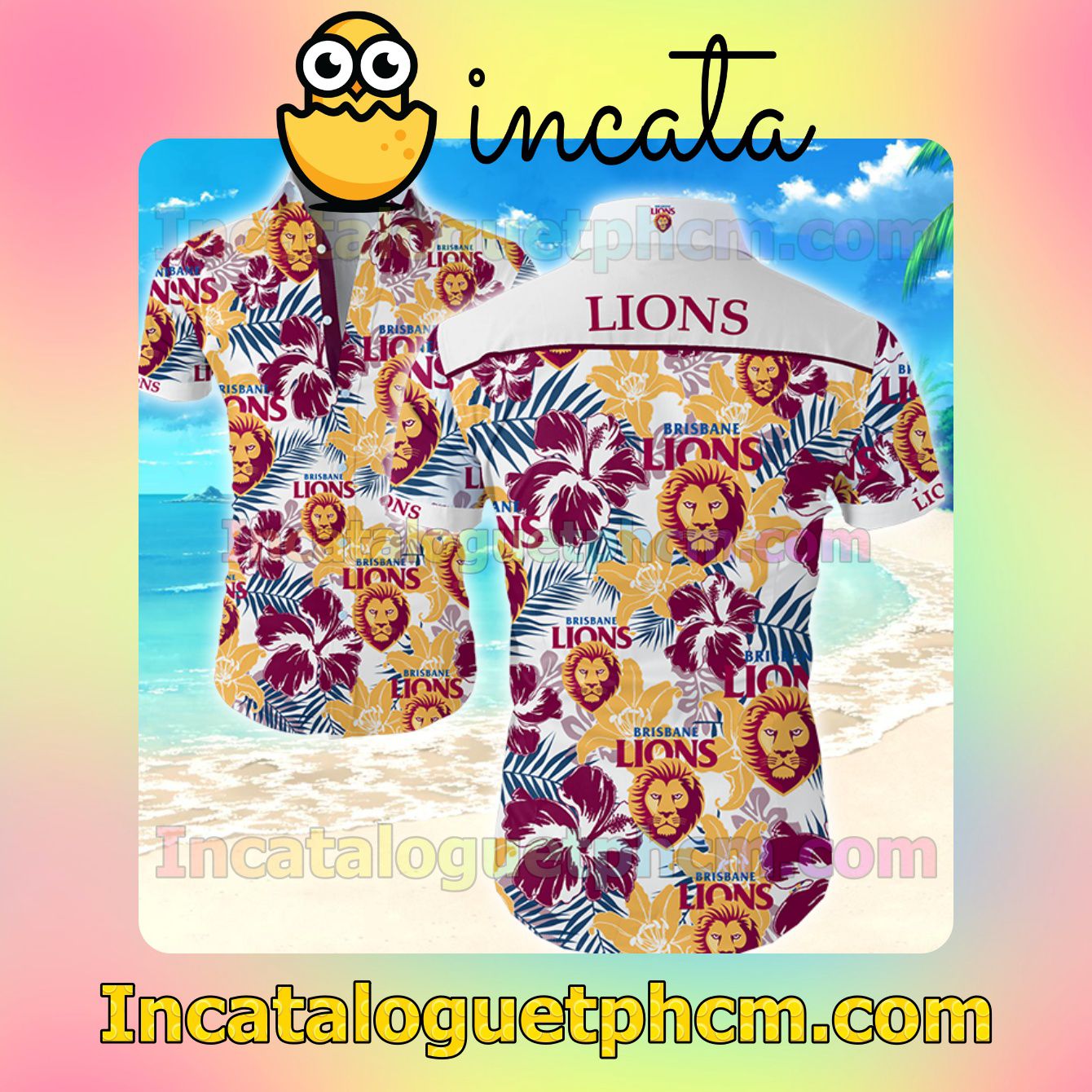 Brisbane Lions Australian Club Professional Football Team Afl Tropical Flower Men's Casual Shirts