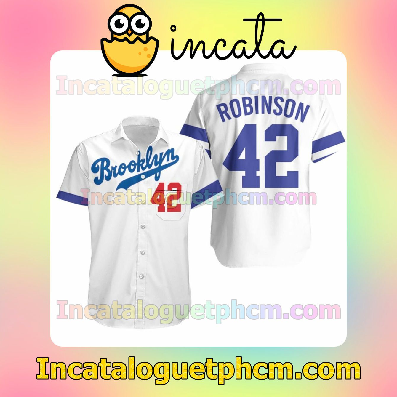 Brooklyn Dodgers Jackie Robinson 42 Mlb White Jersey Inspired Style Custom Short Sleeve Shirt