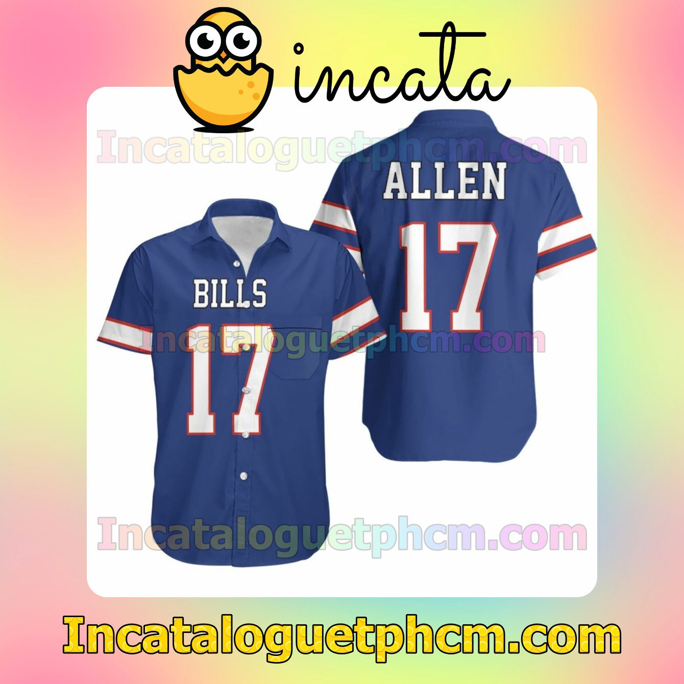 Buffalo Bills 17 Josh Allen Royal Jersey Inspired Style Custom Short Sleeve Shirt