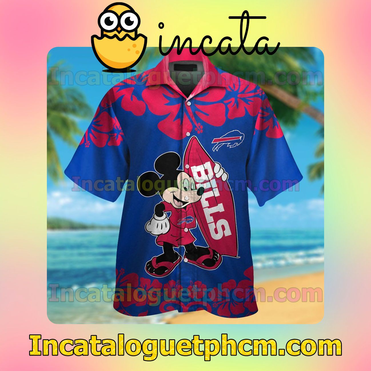Buffalo Bills & Mickey Mouse Beach Vacation Shirt, Swim Shorts