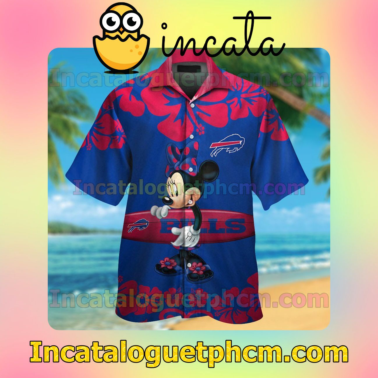 Buffalo Bills & Minnie Mouse Beach Vacation Shirt, Swim Shorts