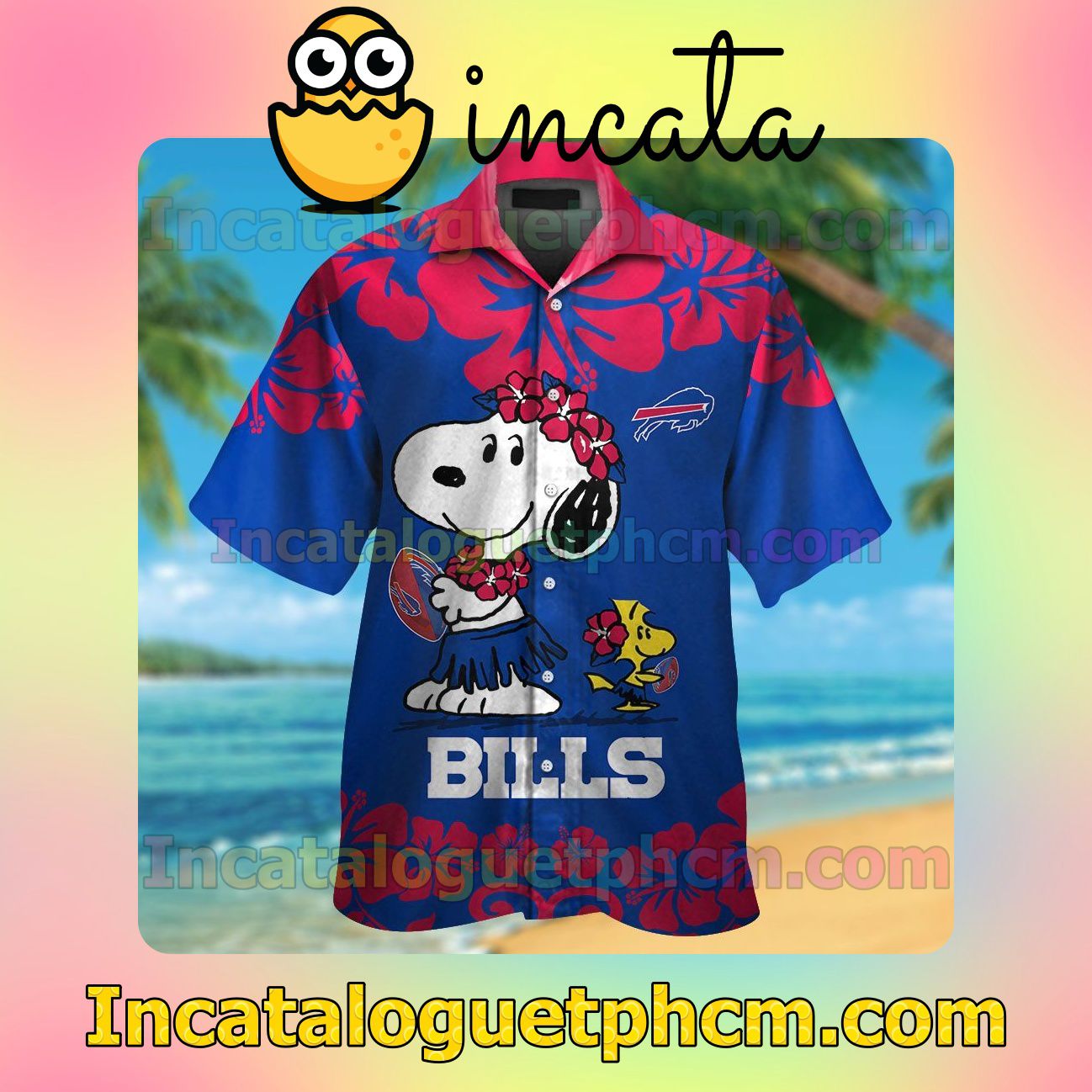 Buffalo Bills & Snoopy Beach Vacation Shirt, Swim Shorts