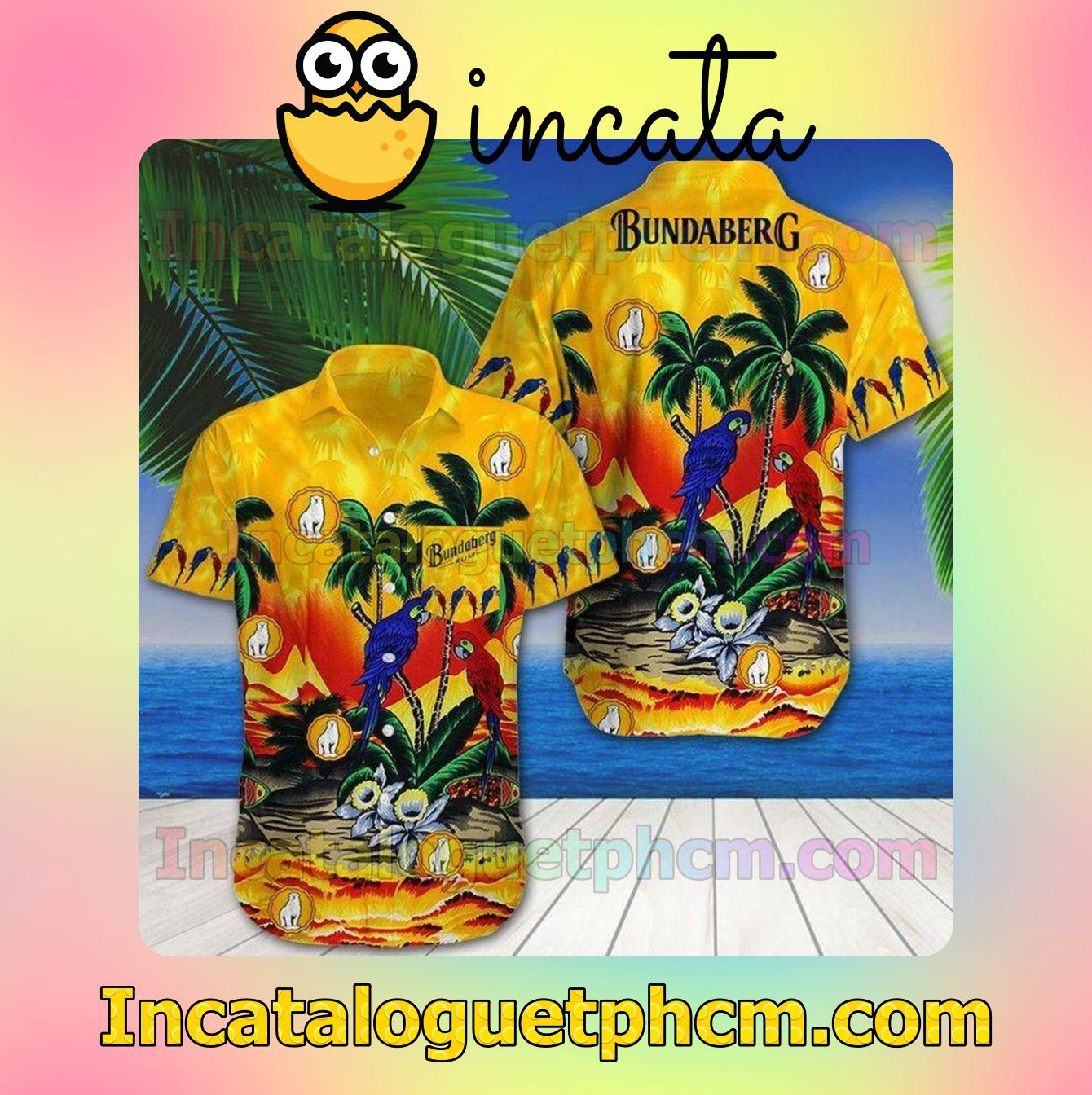 Bundaberg Rum Parrot Flowers Custom Short Sleeve Shirt