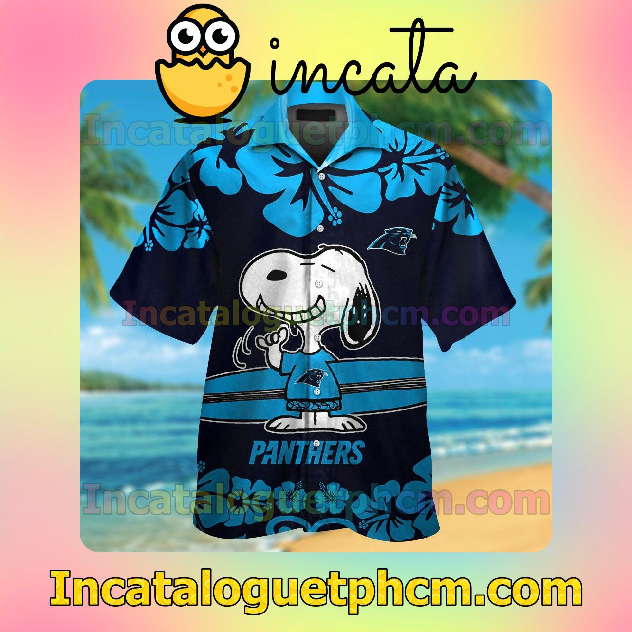 Carolina Panthers & Snoopy Beach Vacation Shirt, Swim Shorts