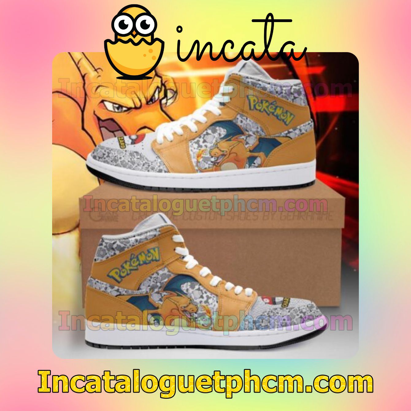 Charizard Cute Pokemon Air Jordan 1 Inspired Shoes