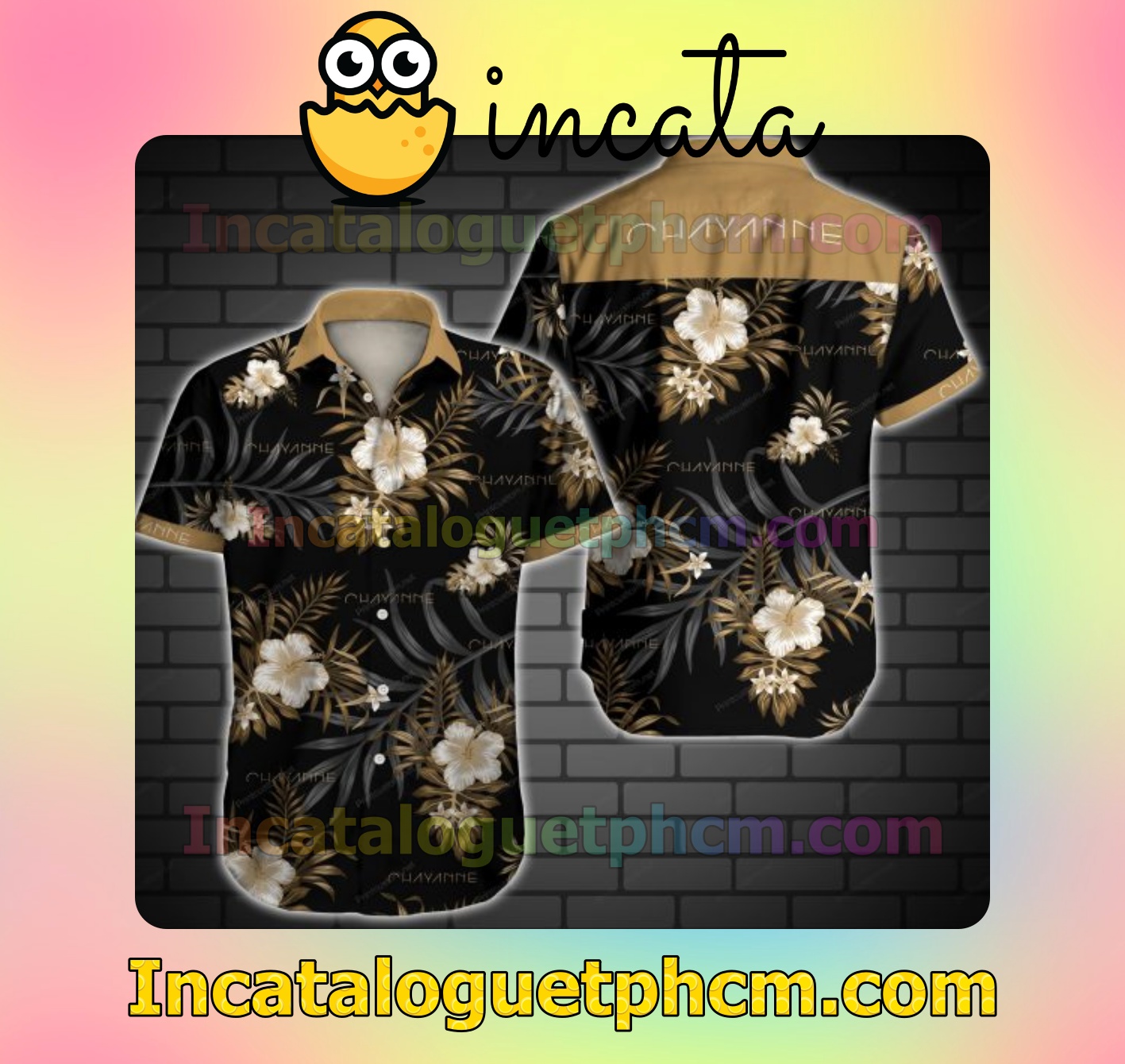 Chayanne Brown Tropical Floral Black Mens Short Sleeve Shirts