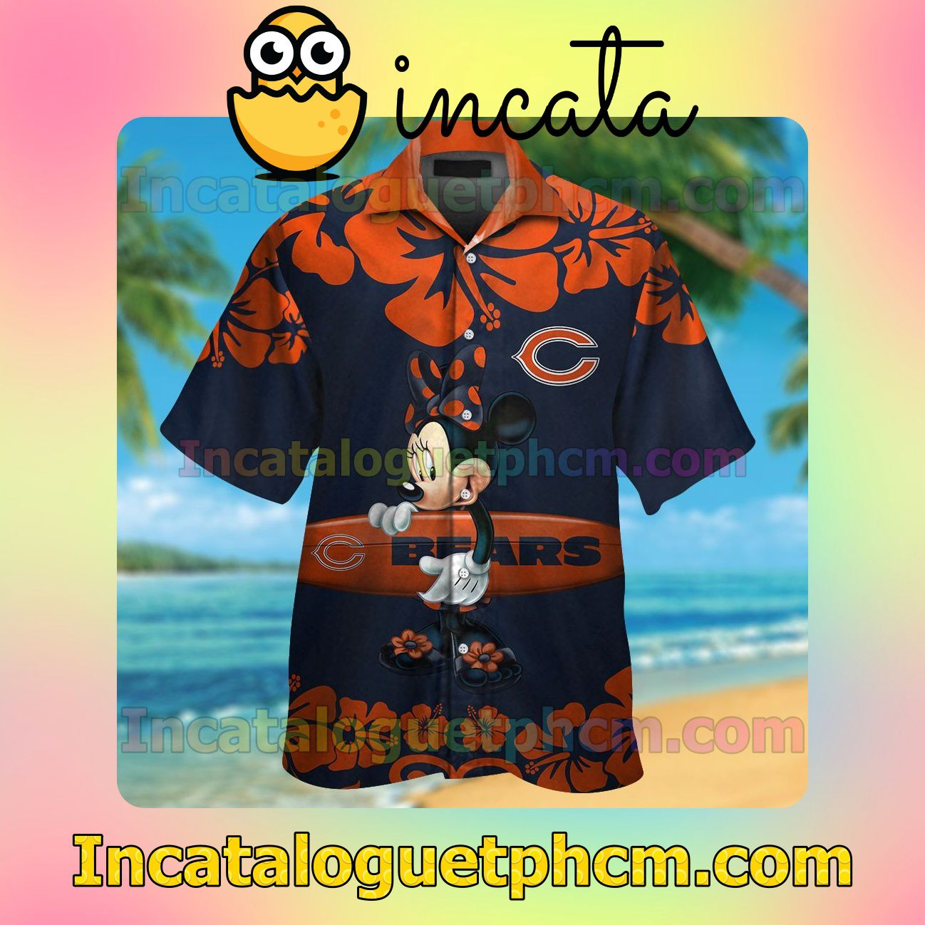 Chicago Bears & Minnie Mouse Beach Vacation Shirt, Swim Shorts