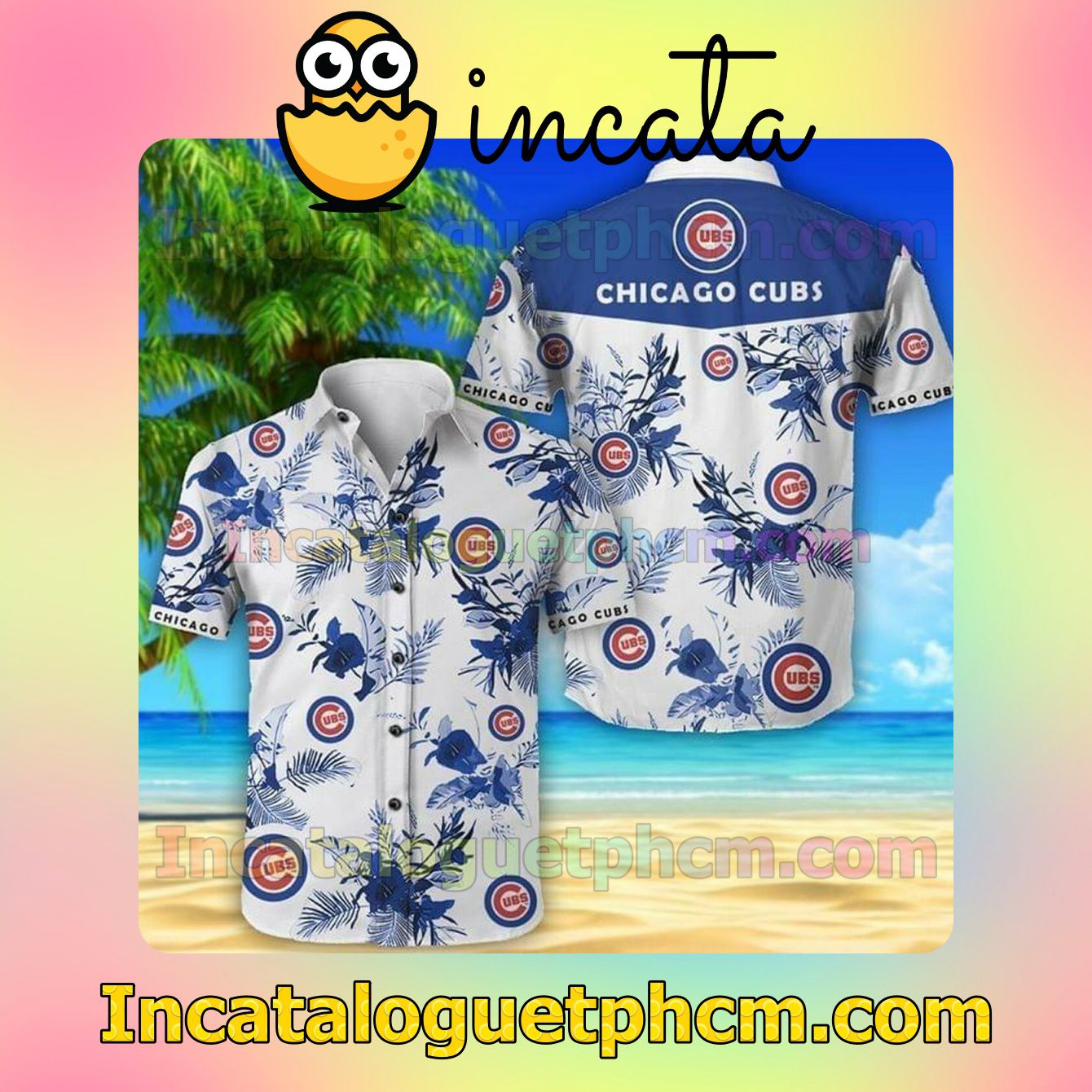 Chicago Cubs With Floral Summer Vacation Custom Short Sleeve Shirt