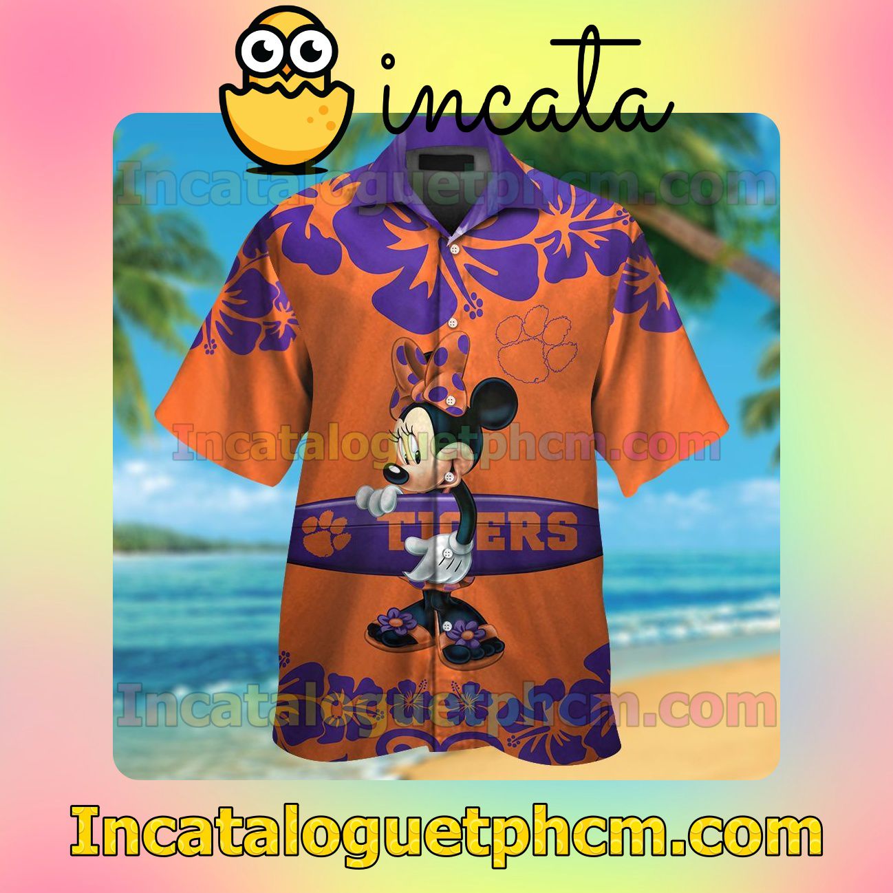Clemson Tigers & Minnie Mouse Beach Vacation Shirt, Swim Shorts
