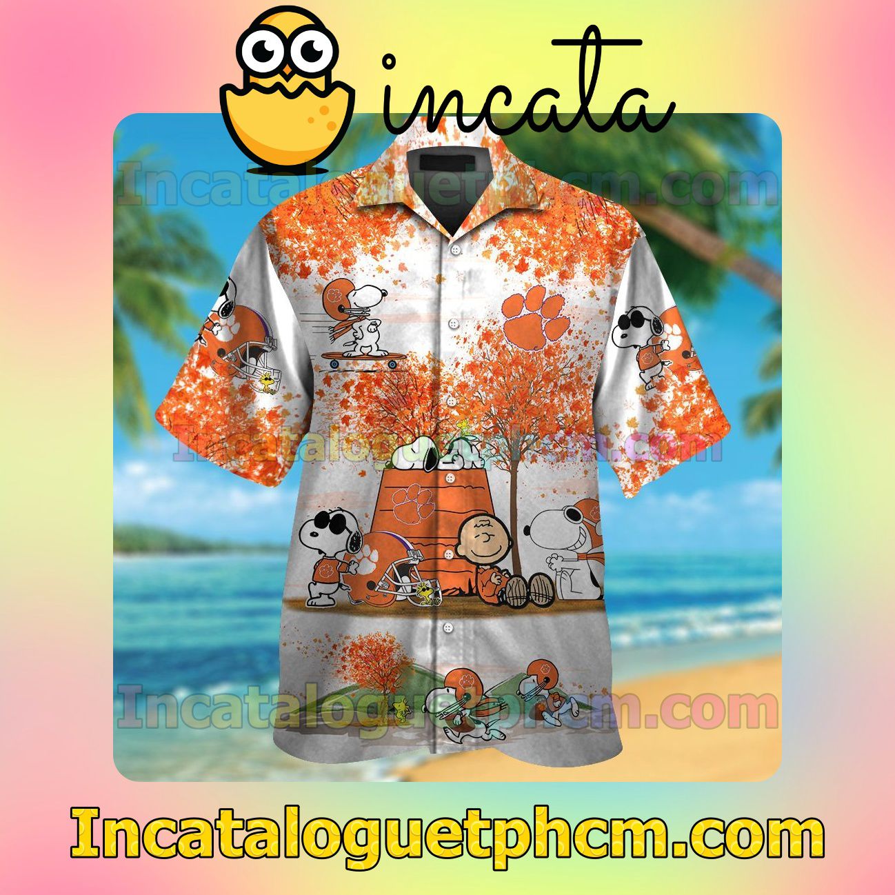 Clemson Tigers Snoopy Autumn Beach Vacation Shirt, Swim Shorts