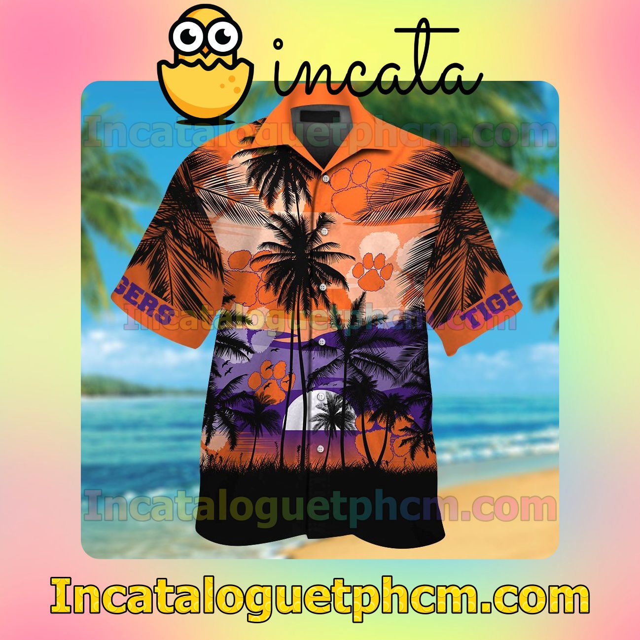 Clemson Tigers Tropical Beach Vacation Shirt, Swim Shorts