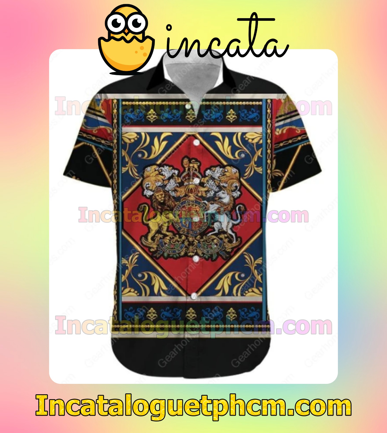 Coat Of Arms Yellow Lion Mens Short Sleeve Shirts