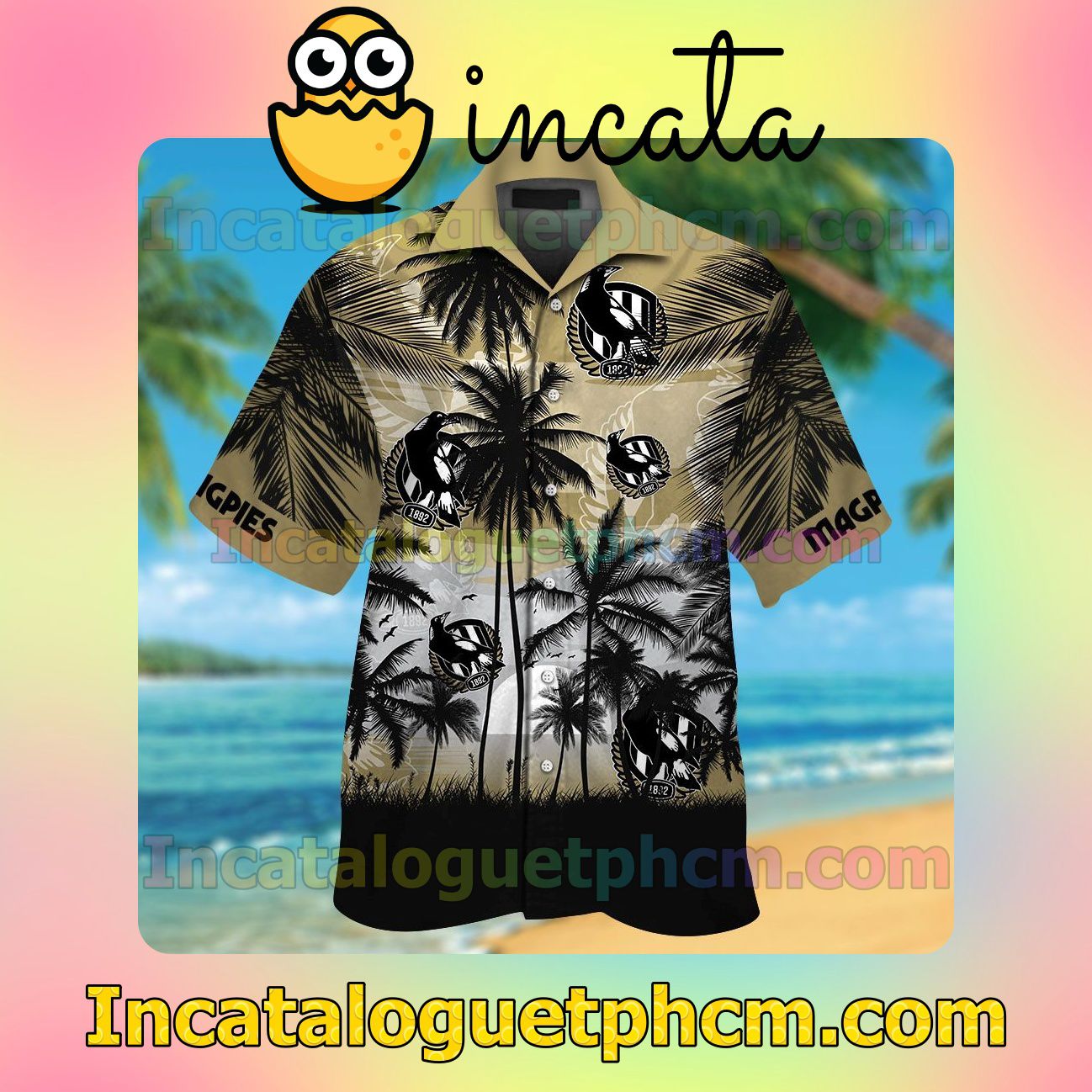 Collingwood Magpies Beach Vacation Shirt, Swim Shorts