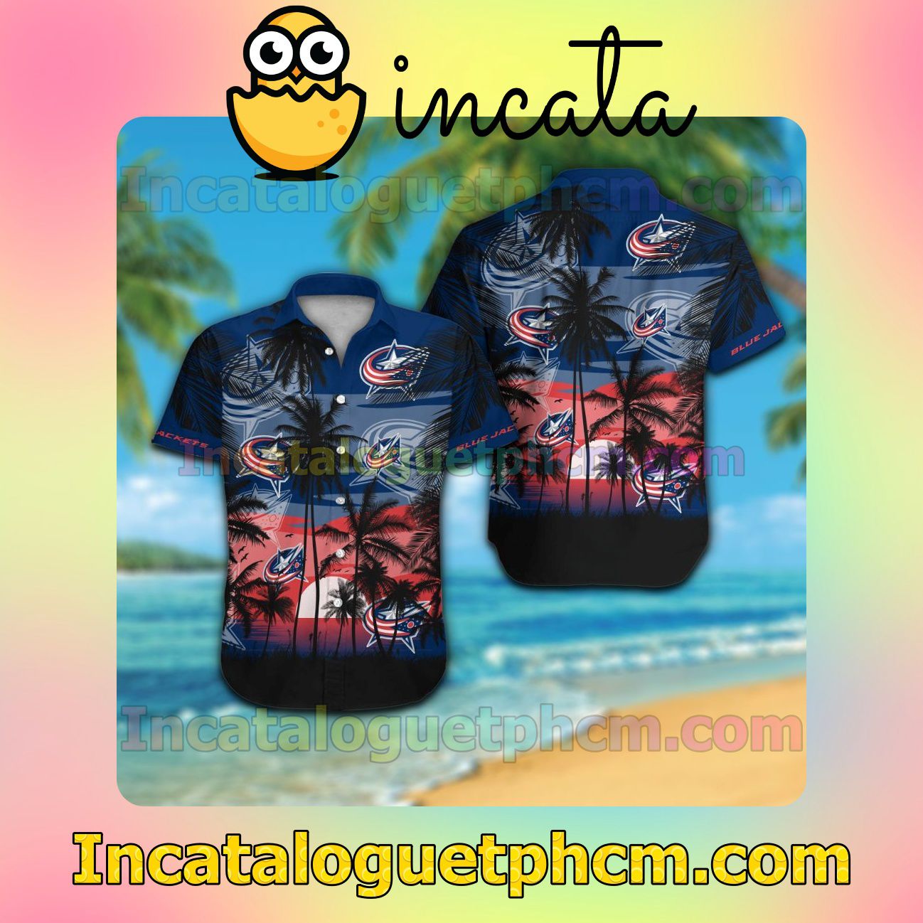 Columbus Blue Jackets Beach Vacation Shirt, Swim Shorts