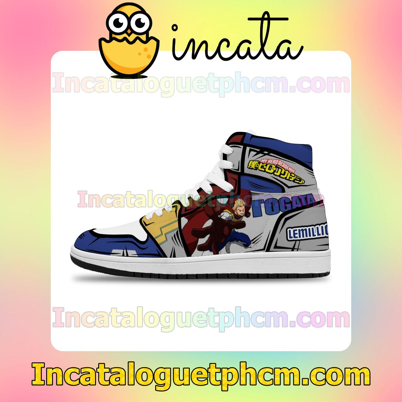 Cool Classic BNHA Lemillion Custom Anime My Hero Academia Solid Color Line Air Jordan 1 Inspired Shoes