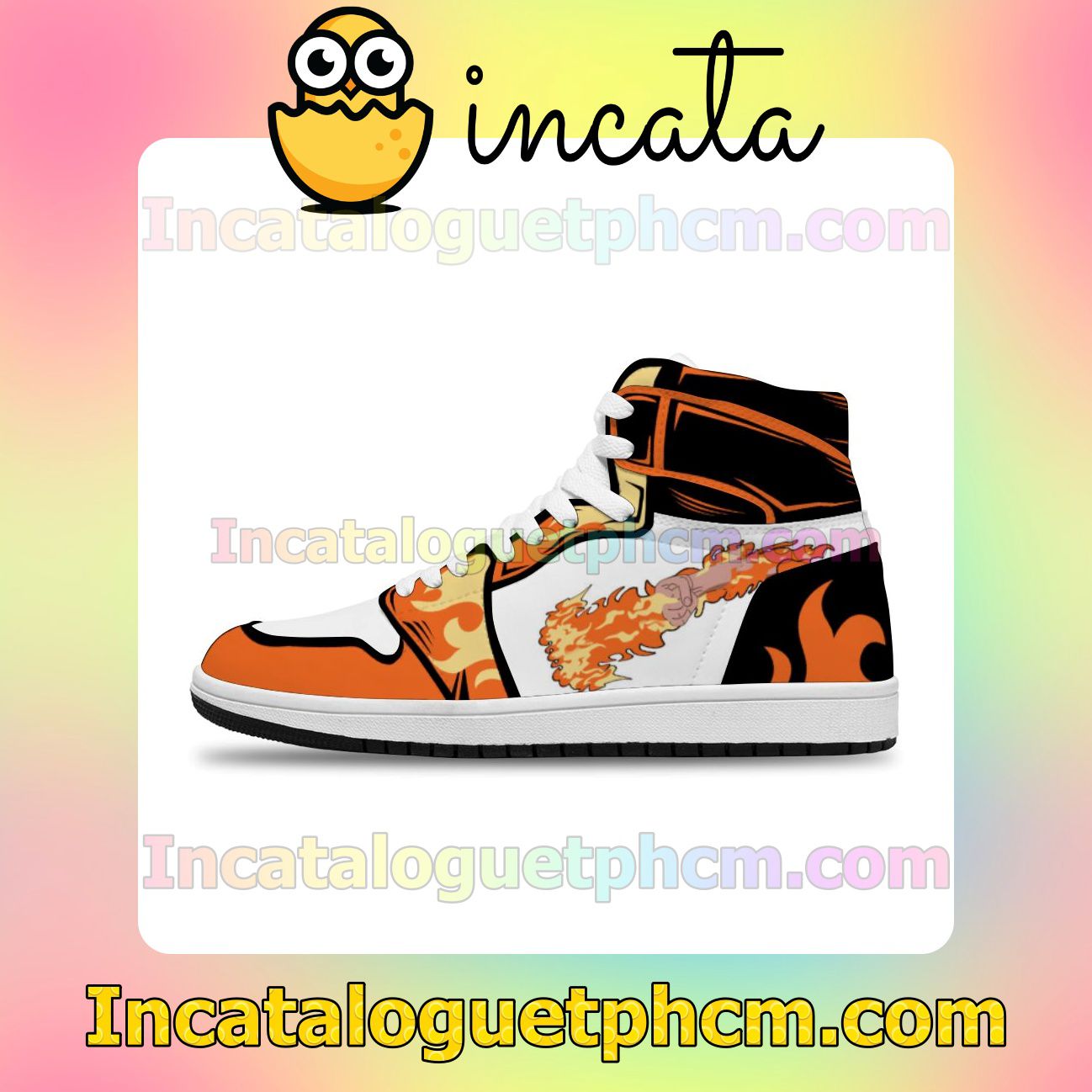 Cool Classic Fire Fist Portgas D. Ace,One Piece Solid Color Line Air Jordan 1 Inspired Shoes