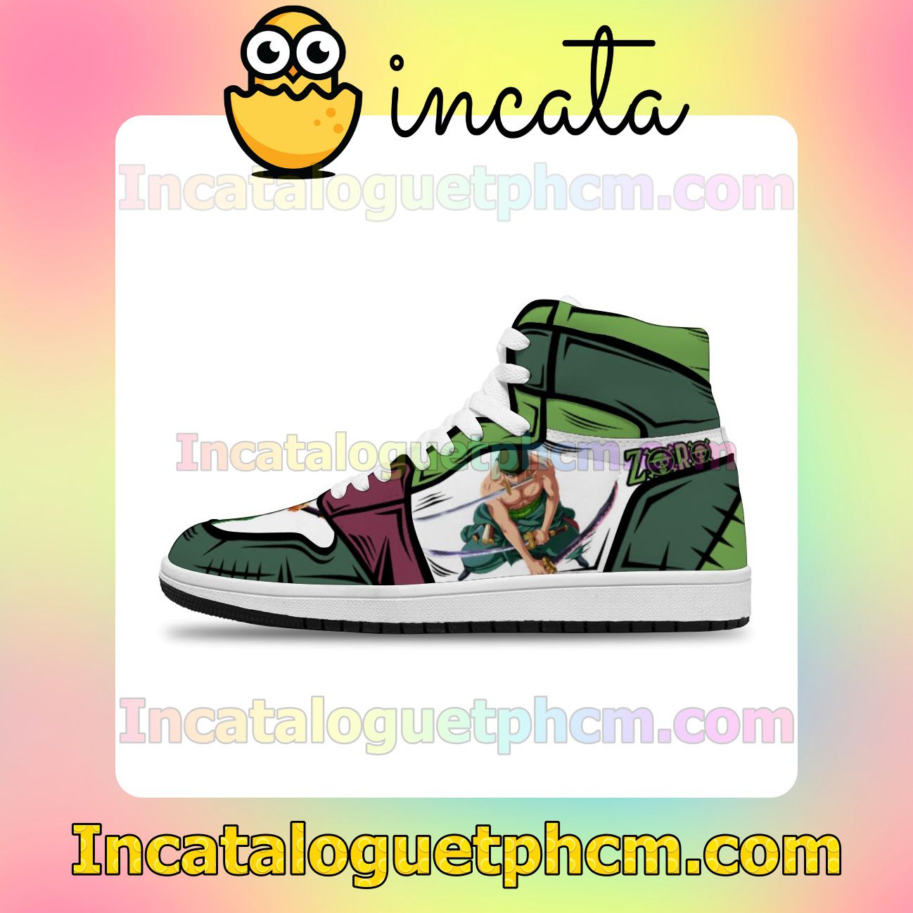 Cool Classic One Piece,Zoro Solid Color Line Air Jordan 1 Inspired Shoes