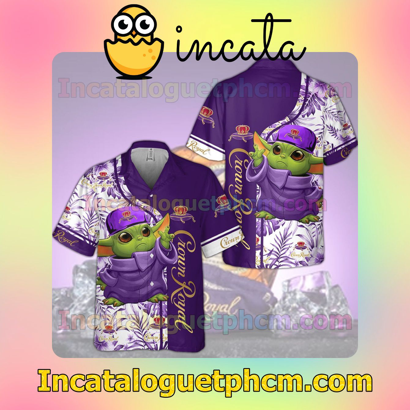 Crown Royal Collection Tropical Forest Button Shirt And Swim Trunk