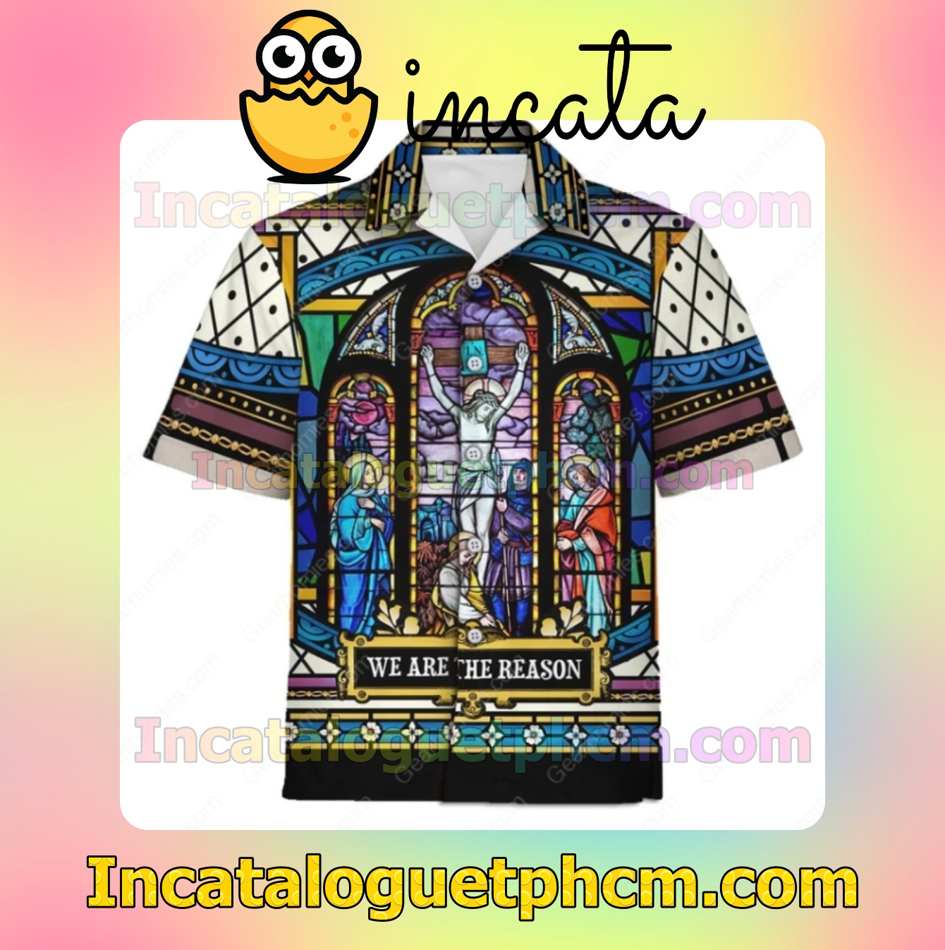 Crucifixion Of Christ Stained Glass We Are The Reason Mens Short Sleeve Shirts