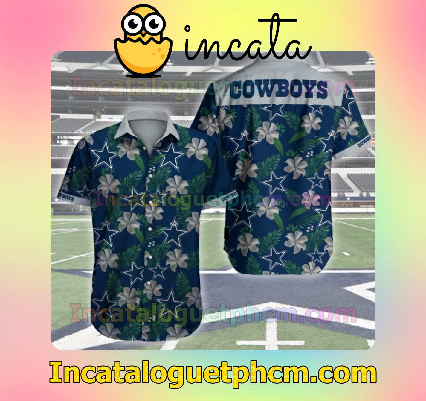 Dallas Cowboys Star Floral Navy Style 2 Mens Short Sleeve Shirts