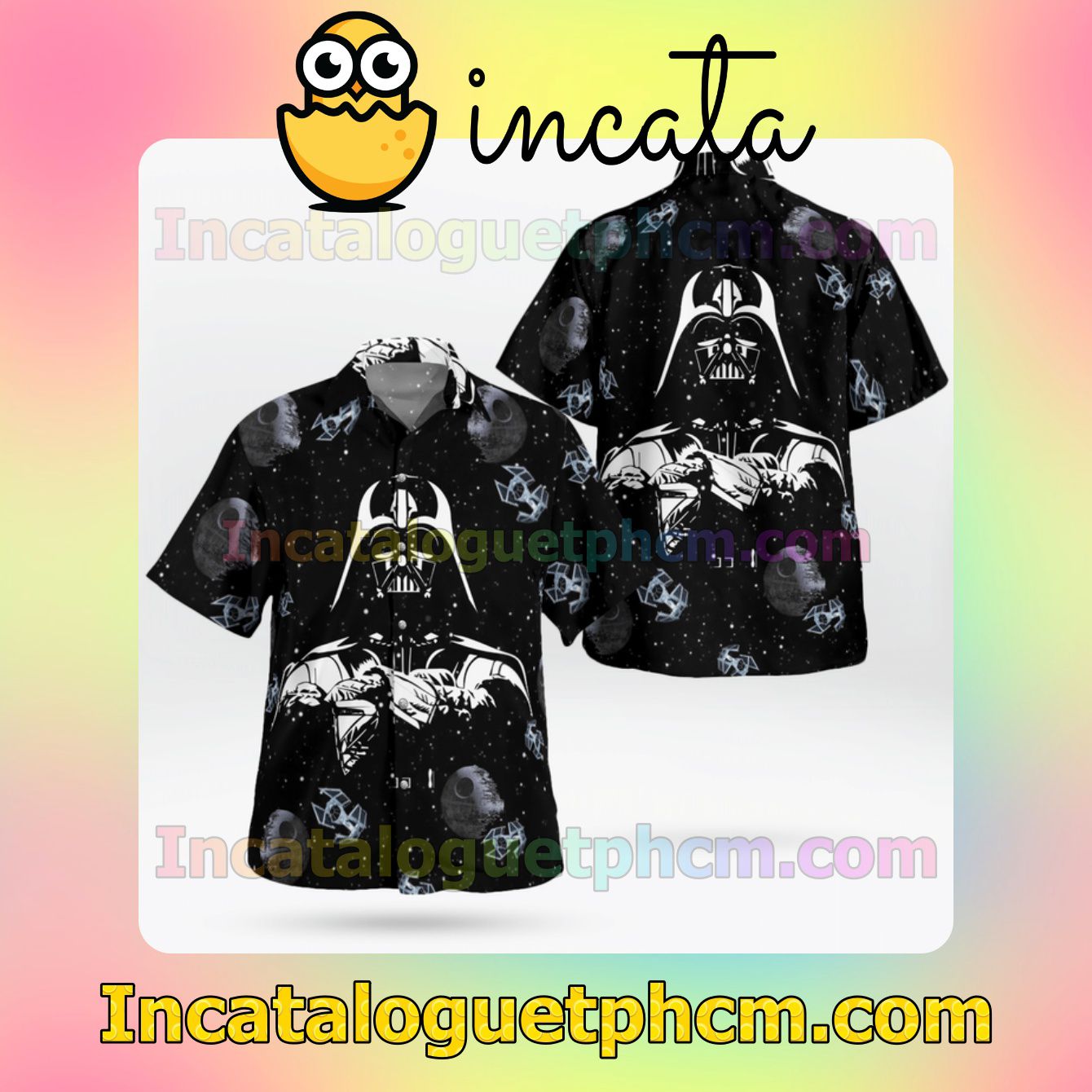 Dark Vader Galaxy Star Wars Mens Short Sleeve Shirts