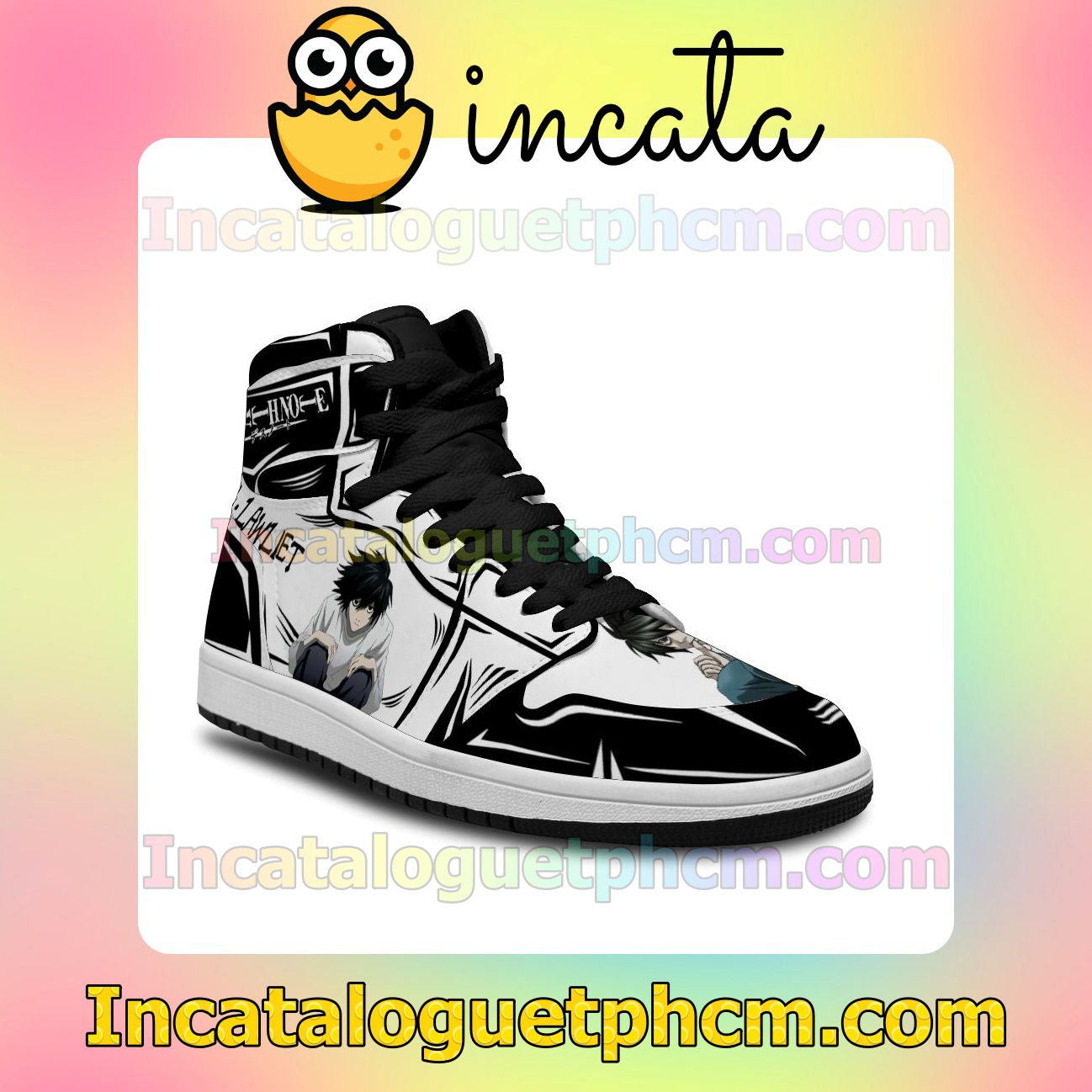Fast Shipping Death Note Light Yagami Red Custom Anime Air Jordan 1 Inspired Shoes