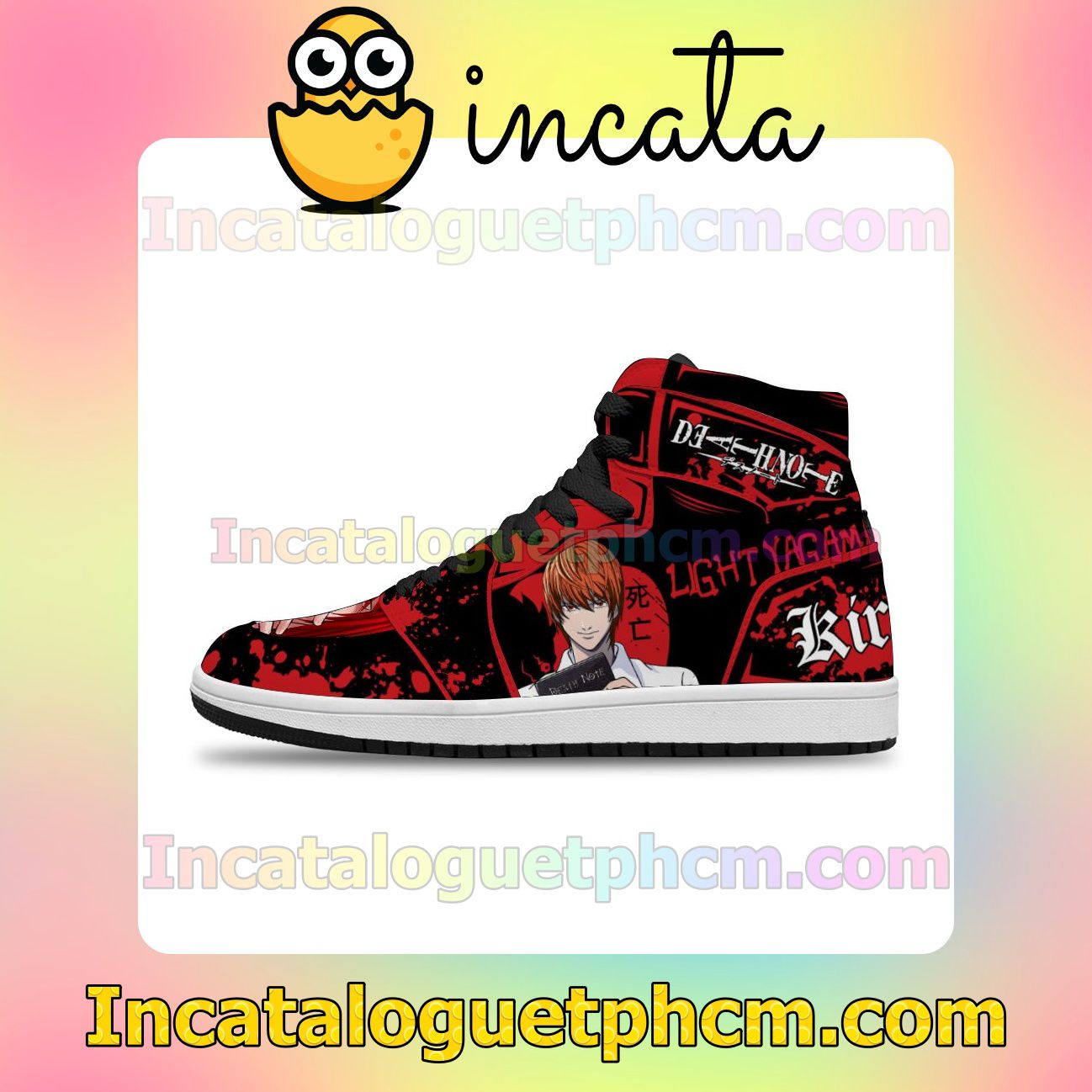 Death Note Light Yagami Red Custom Anime Air Jordan 1 Inspired Shoes