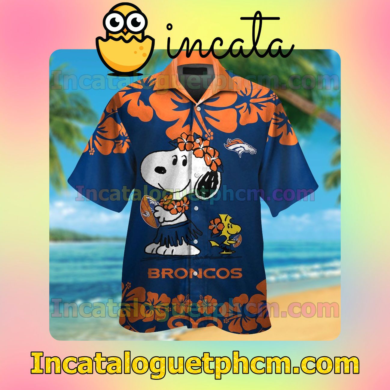 Denver Broncos & Snoopy Beach Vacation Shirt, Swim Shorts
