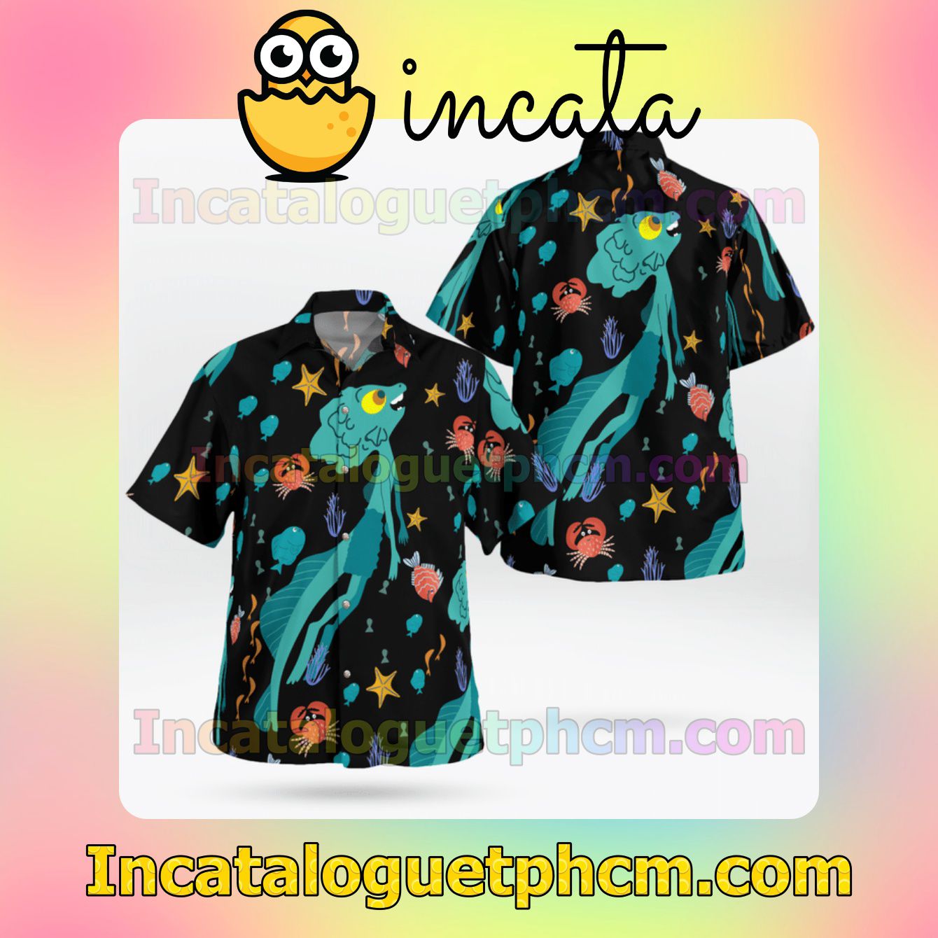 Disney Pixar Luca Swimming With Fishes Mens Short Sleeve Shirts