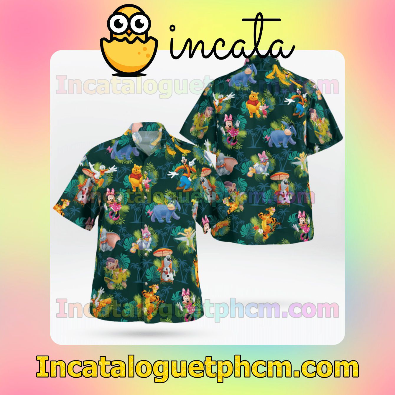 Disney Tropical Green Mens Short Sleeve Shirts