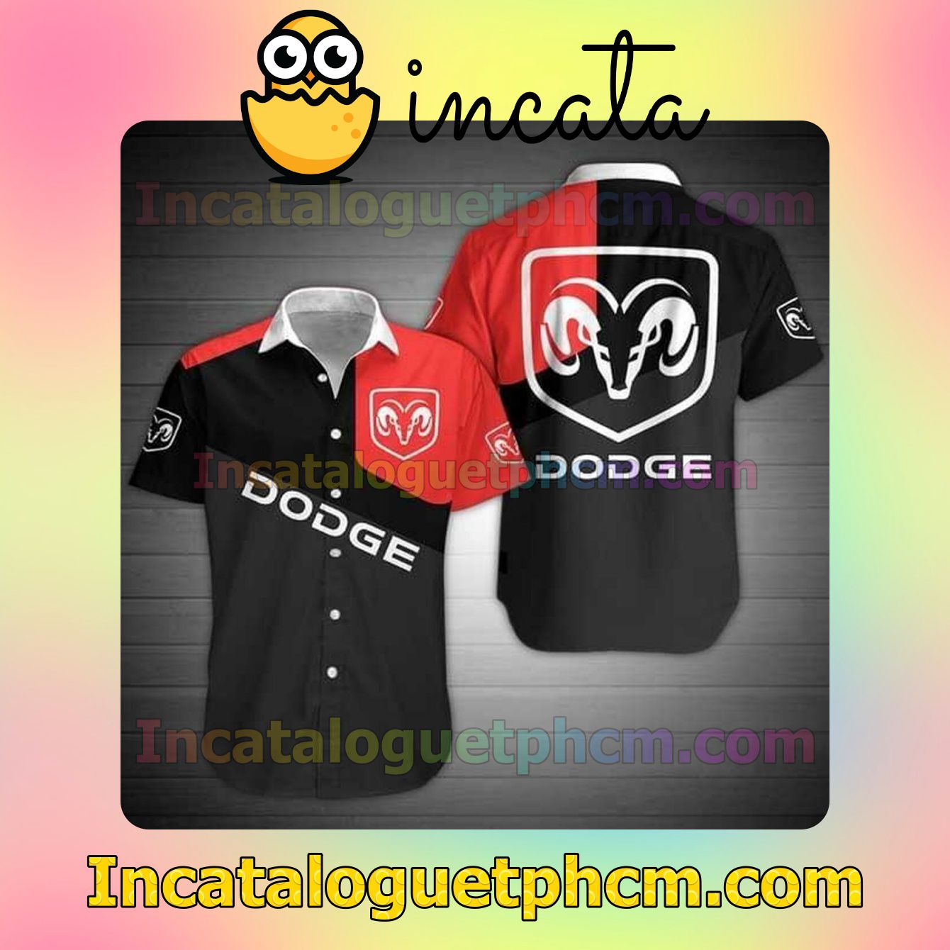 Dodge Logo Red And Black Custom Short Sleeve Shirt