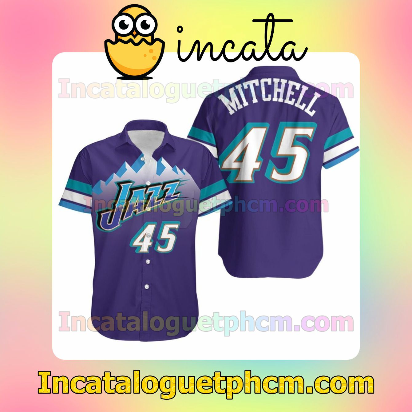 Donovan Mitchell 45 Utah Jazz Purple Jersey Inspired Style Custom Short Sleeve Shirt