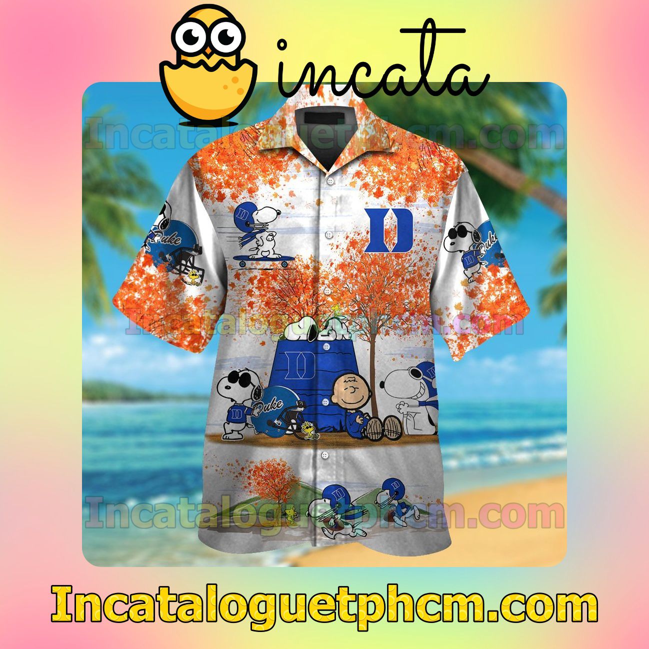 Duke Blue Devils Snoopy Autumn Beach Vacation Shirt, Swim Shorts