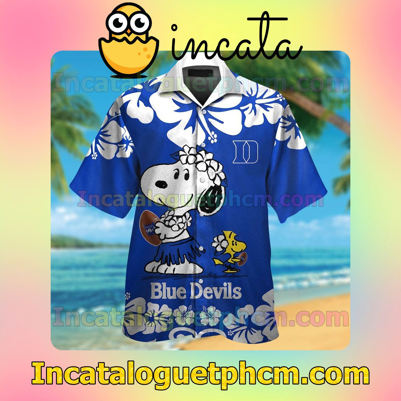 Duke Blue Devils & Snoopy Beach Vacation Shirt, Swim Shorts