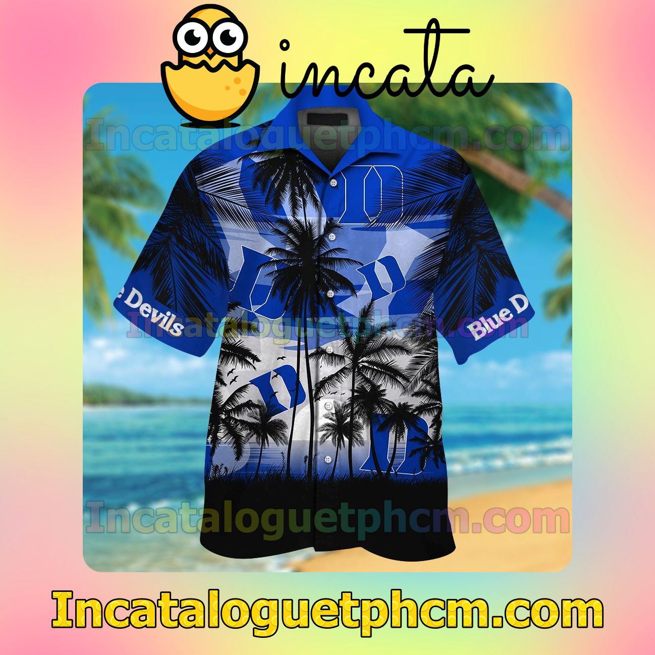 Duke Blue Devils Tropical Beach Vacation Shirt, Swim Shorts