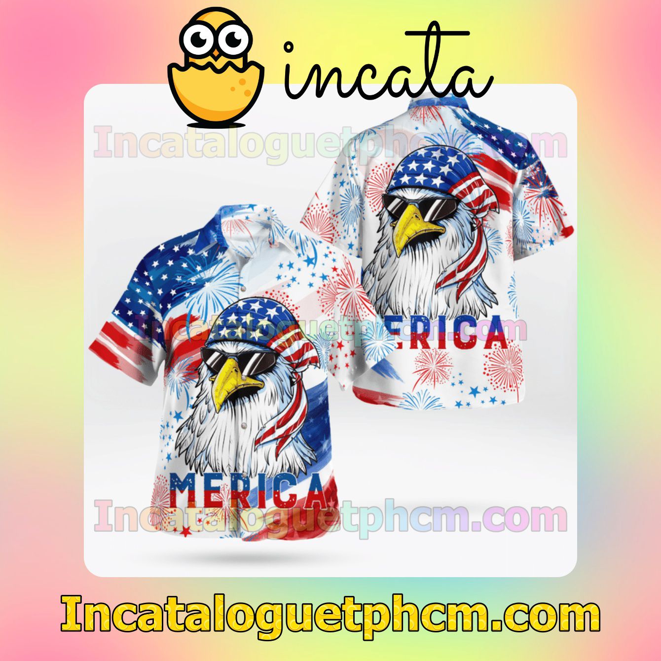 Eagle Merica Happy Independence Day Mens Short Sleeve Shirts