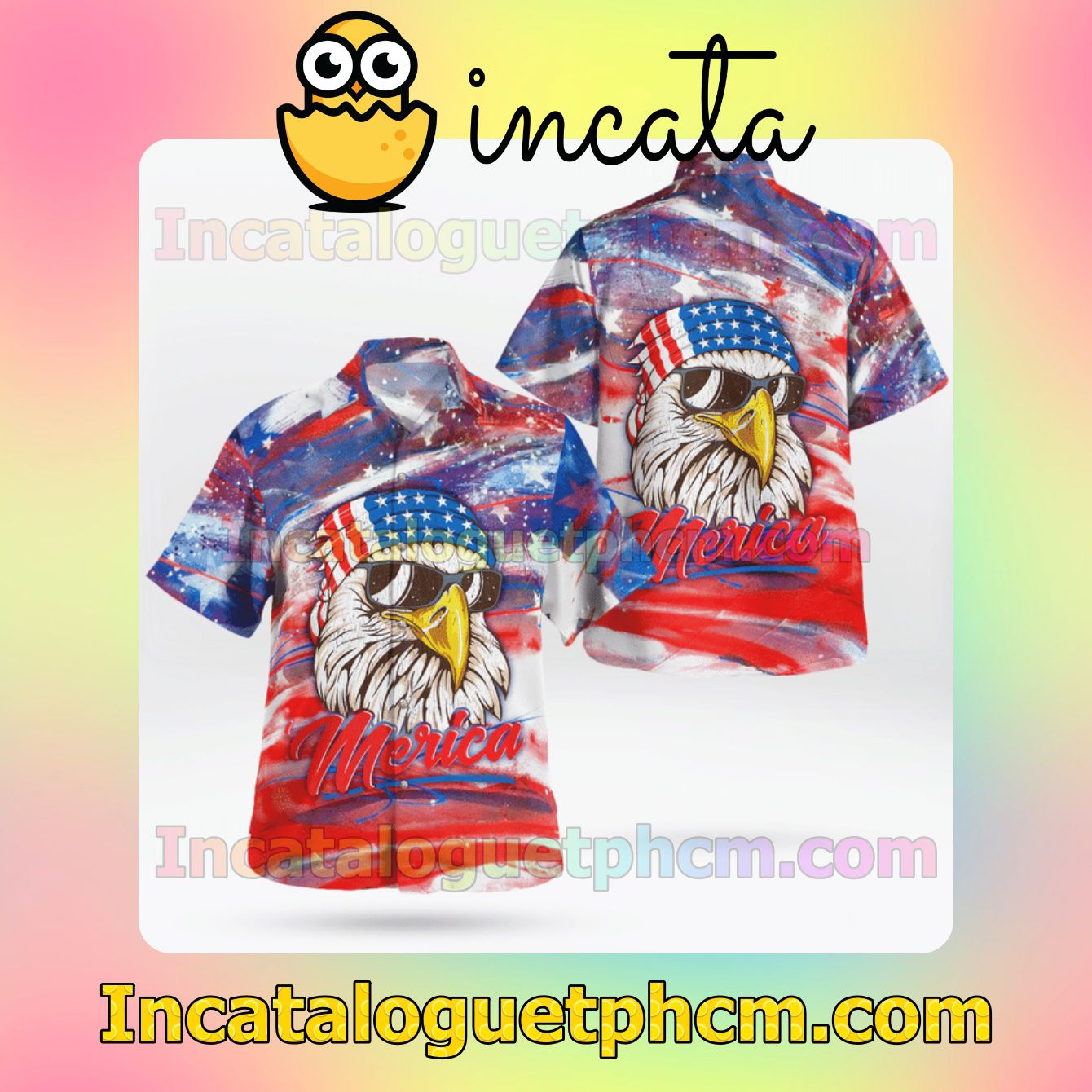 Eagle Mullet 4th Of July American Flag Merica Mens Short Sleeve Shirts