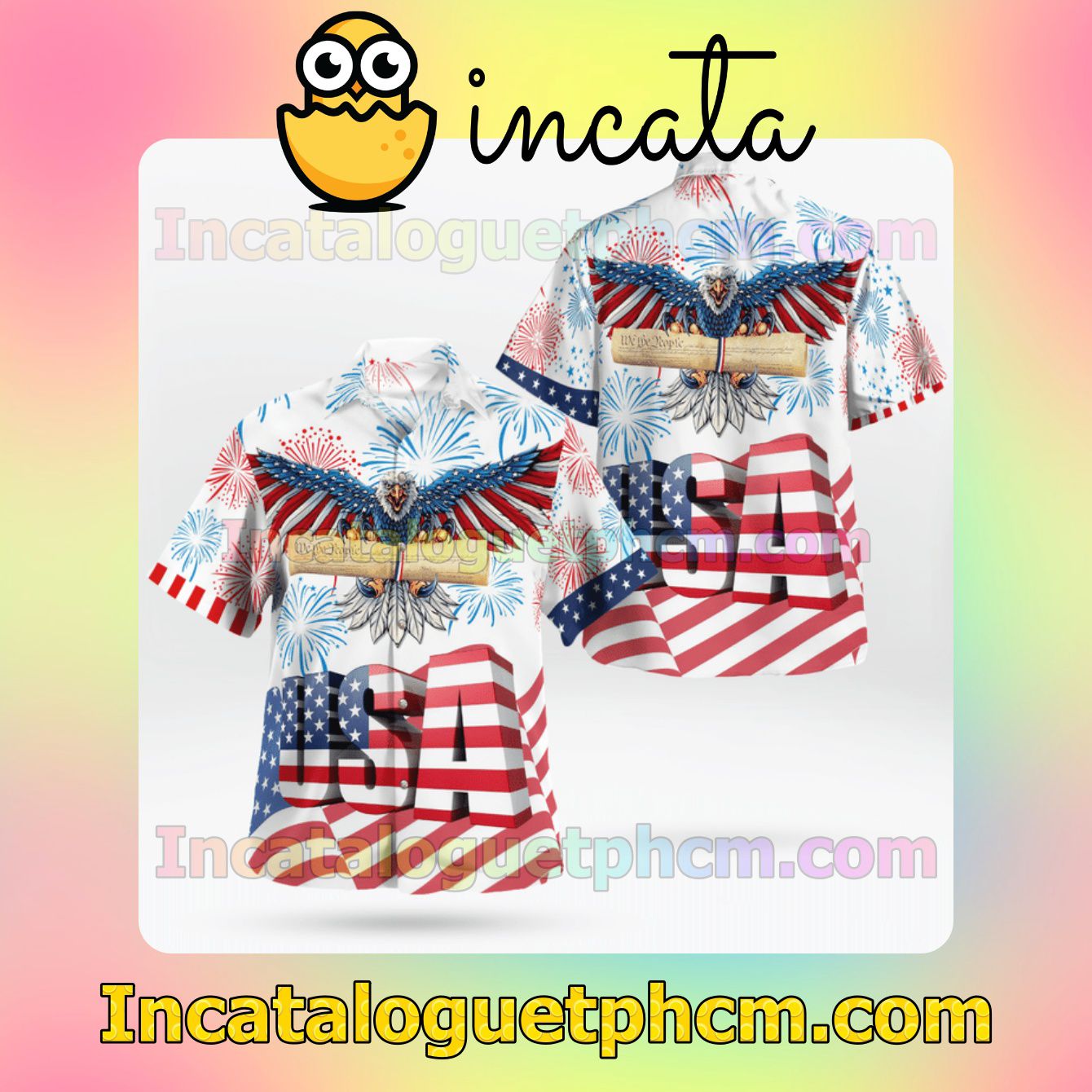 Eagle Usa Flag Independence Day Mens Short Sleeve Shirts