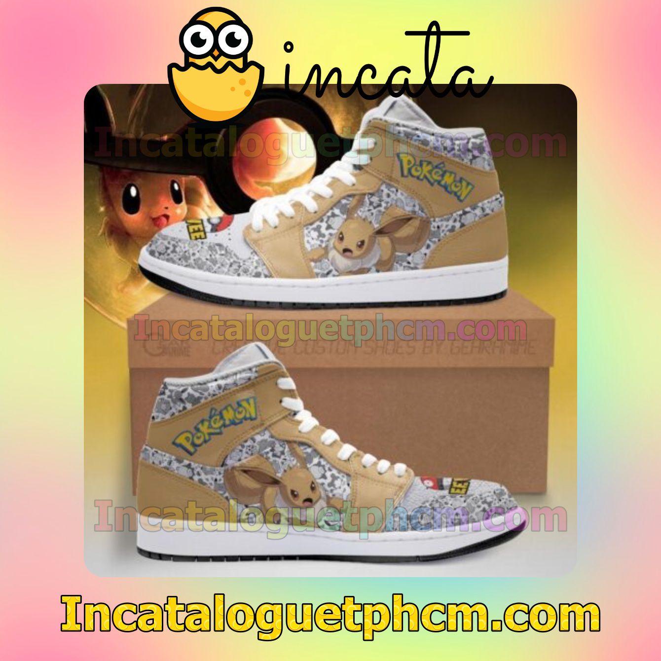 Eevee Pokemon Air Jordan 1 Inspired Shoes