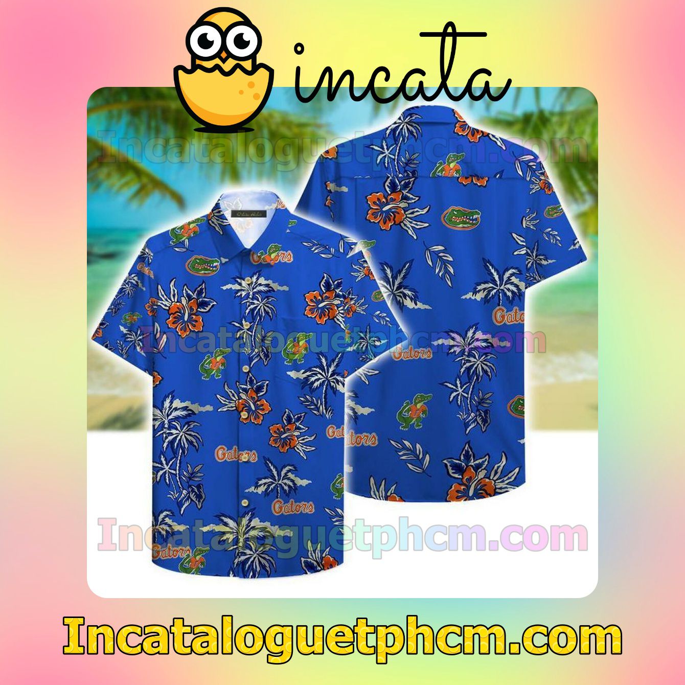 Florida Gators Tropical Blue Custom Short Sleeve Shirt