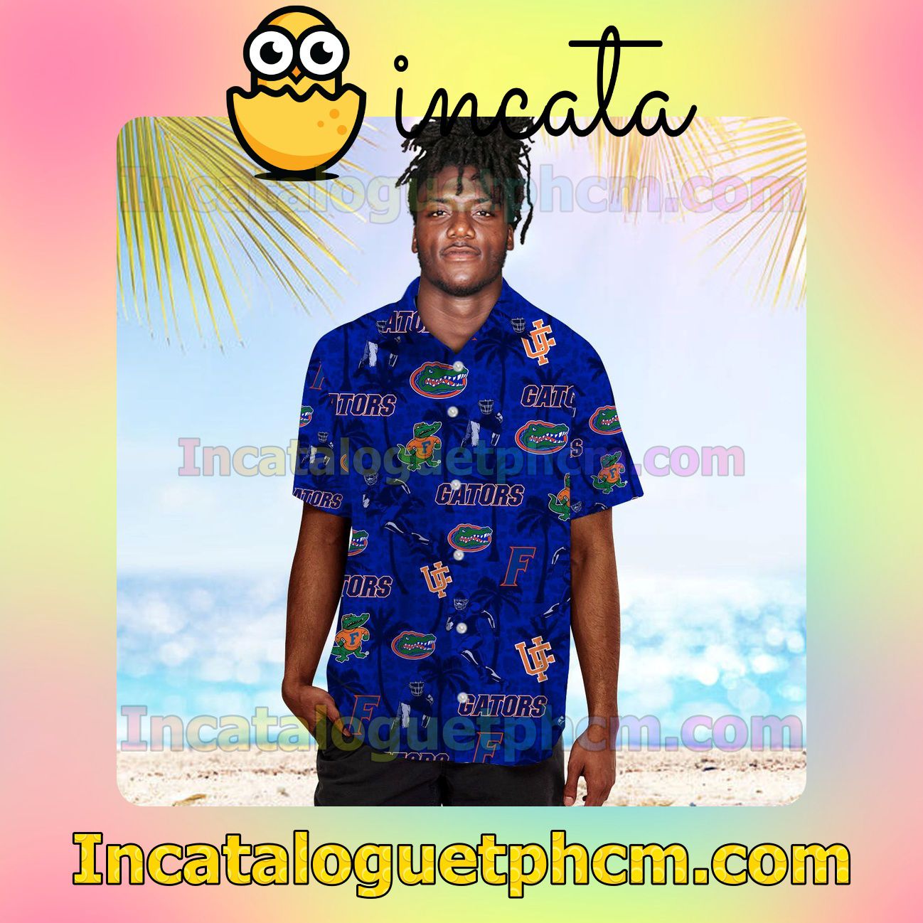 Florida Gators Tropical Coconut Tree Beach Vacation Shirt, Swim Shorts