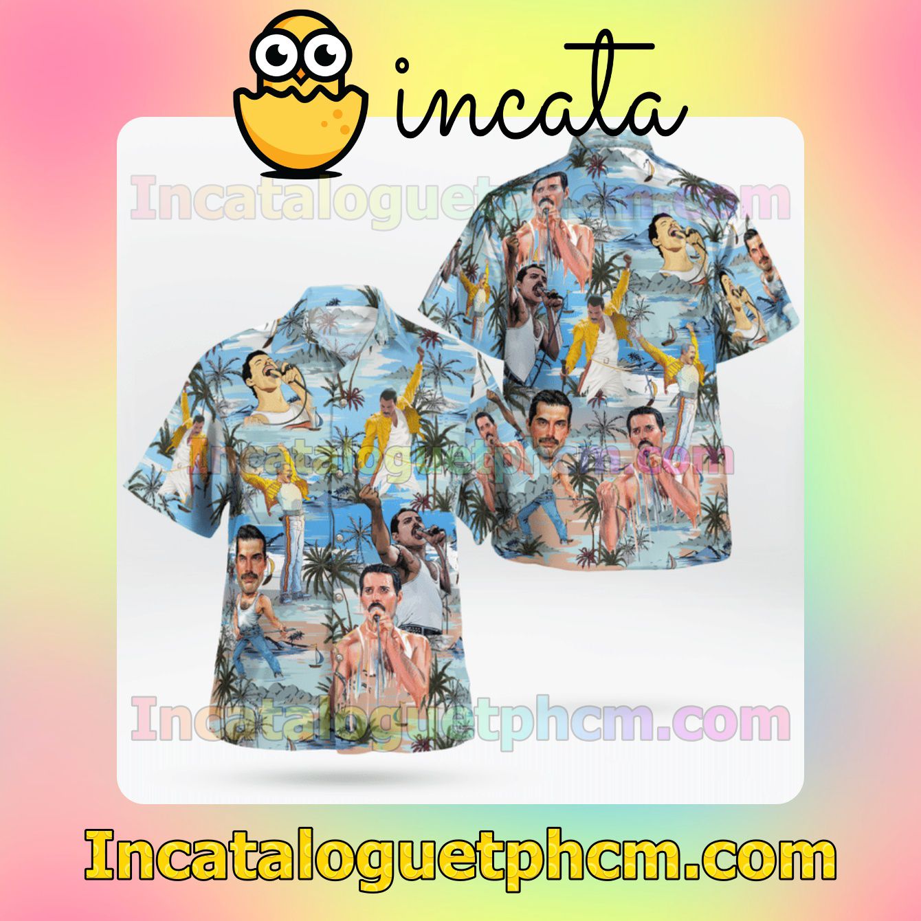 Freddie Mercury On The Beach Mens Short Sleeve Shirts